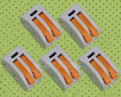 5pcs spring lever push fit reuseable cable 2 wire 
