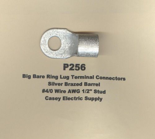 2 Bare Ring Lug Brazed Barrel Terminal Connector #4/0 Wire AWG 1/2&#034; Stud MOLEX