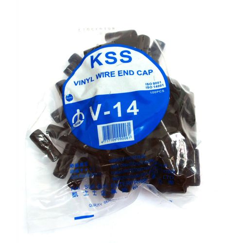 100pc Vinyl (soft flexible PVC) wire end cap V-14BK V-14 Color=Black RoHS KSS