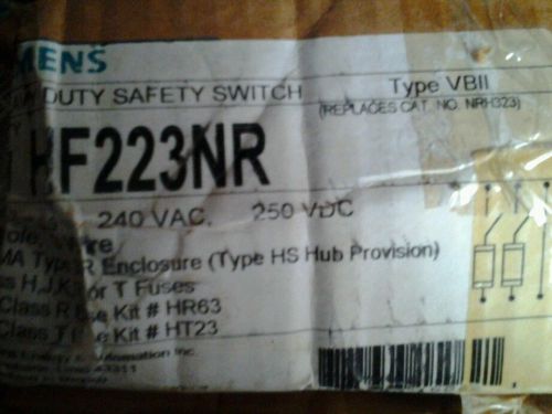 SIEMENS 100A 240V FUSED SAFETY SWITCH HF223NR 2P  DS-21