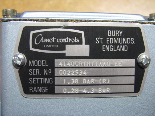 Amot pressure switch # 4140cr1h11aa0-ee setting 1.38bar(r) range 0.28-4.3bar for sale