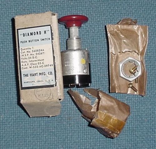 Nos diamond h push button switch (big red button) the hart mfg co. cat #560b24a for sale