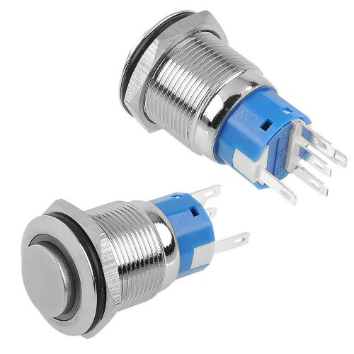 2pcs 19mm 12V Blue LED Ring Illuminated ON/Off Push Button Silver For DIY