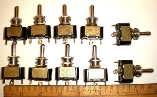 10 New Toggle Switches, SP3POS, Solder Terminals, CARLING, Made in USA