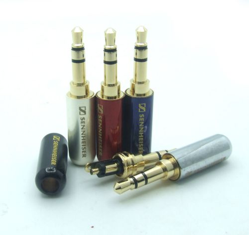 30PCS 5 color 24K Gilding 3-pin 1/8&#034; 3.5mm Stereo Metal socket Headphones Cables