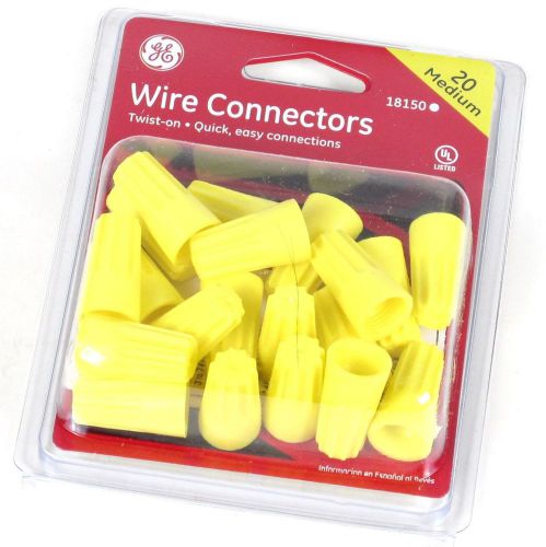 Ge 20-piece medium yellow twist on wire connectors - 18150 for sale