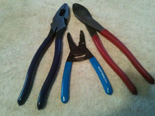 Klein tools lot 3 pcs,lineman pliers NEW,crimpers,strippers NEW.