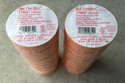 (Lot of 20 Rolls)  3M Temflex 1700C 3/4&#034; x 66&#039; Vinyl Electrical Tape Orange