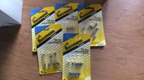 Cooper bussmann buss box of 5 cards of 5 fuses each bp/ agc-1/2 amp for sale