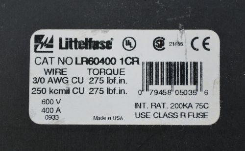 Littelfuse LR60400 1CR 400A 600V Class R fuse block *NEW*