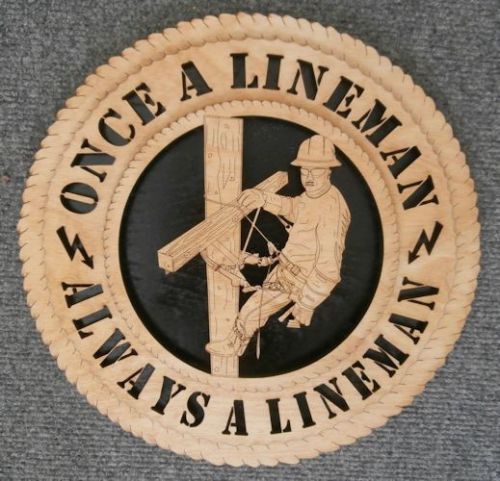 Journeyman lineman wall plaque fall restraint device 12&#034; - gift electric linemen for sale