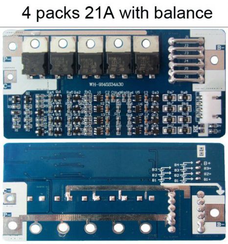 Protection board for 4 packs 14.8v 16.8v 18650 li-ion li  battery 21a w/ balance for sale