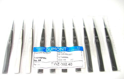 Original Dumont High Tech Tweezers Stainless Anti Magnetic No: AA Set of 10 pcs