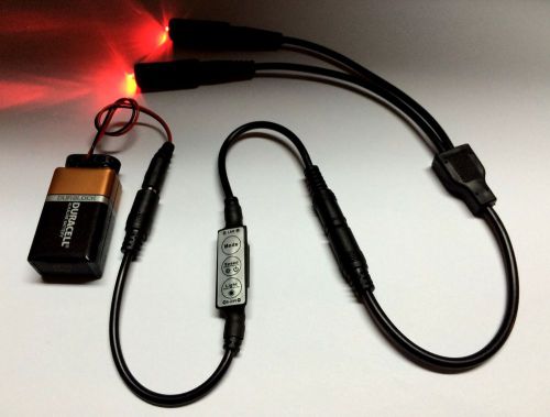 Micro Effects 2X Red LED Lights &amp; splitter &amp;  Control Flash Dim Blink 9V MEL MED