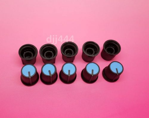20PCS Blue Face Plastic for Rotary Taper Potentiometer Hole 6mm Black Knob