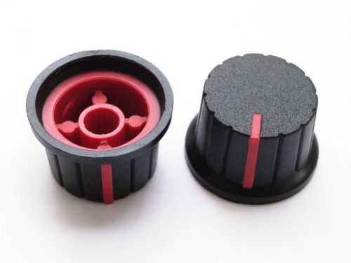 50pcs Plastic Knobs VOLUME TONE CONTROL KNOB 15mmX24mm Black&amp;Red