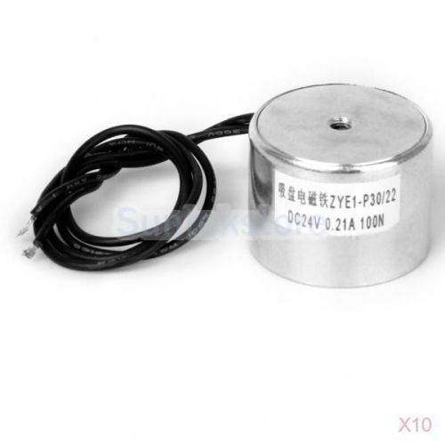 10xDC 24V Electric Lifting Magnet Solenoid Electromagnet Lift Holding 22 LB 10Kg