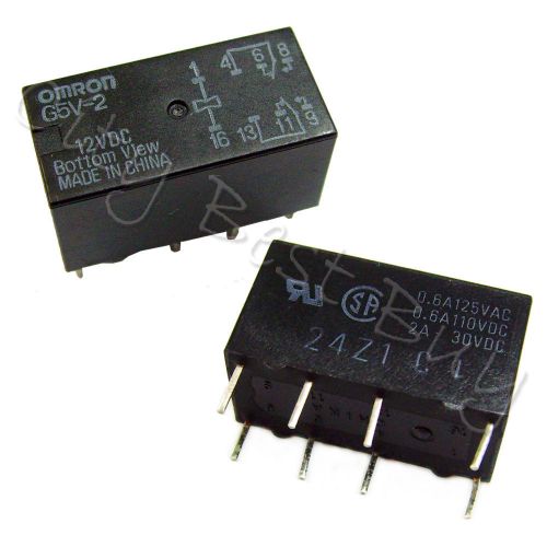 2 x omron g5v-2 dc12v 12vdc dpdt 8 pins 0.6a 2a 125vac 110vdc 30vdc power relay for sale