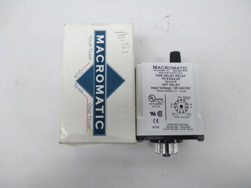 New macromatic tr-51622-05 time delay ser b 0.1-10sec relay 120v-ac d287536 for sale