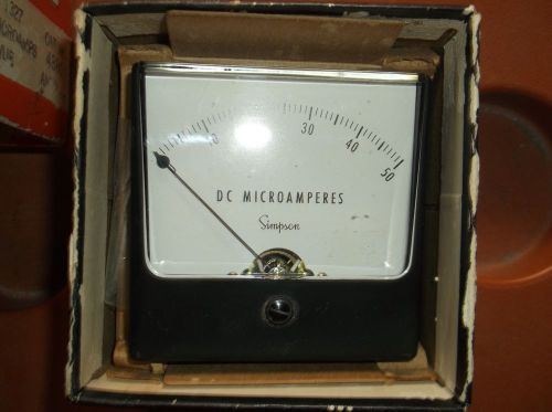 Simpson Vintage DC Microamps  Meter Gauge Model 1327 0-50  Simpson