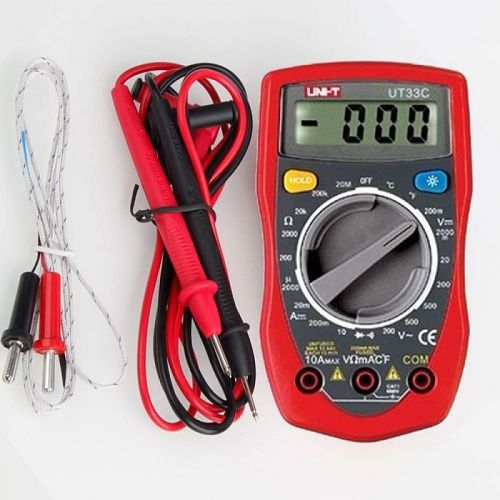 Uni-t ut33c digital multimeter handheld ac dc volt ohm temperature meter tester for sale