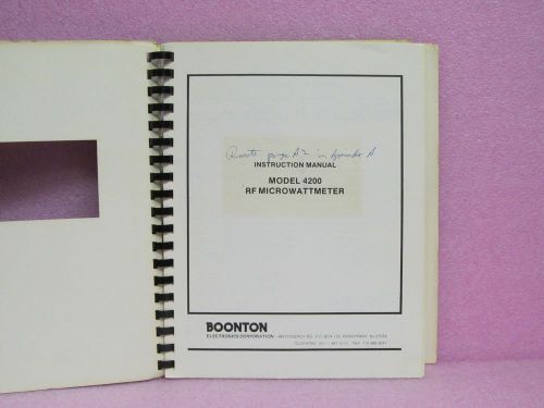 Boonton Manual 4200 RF Microwattmeter Instr. Man. w/Schem. (S/N 619 &amp; Above)