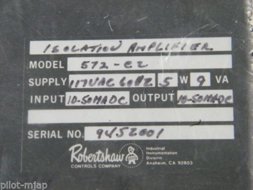 Robert shaw ~  isolation amplifier ~  model number 572-c2 117 v ac 9 va for sale