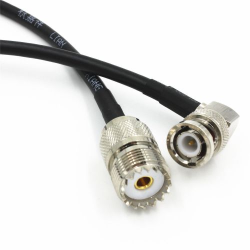1pcs UHF  female jack to BNC male plug right angle RG58 pigtail RF cable 50CM