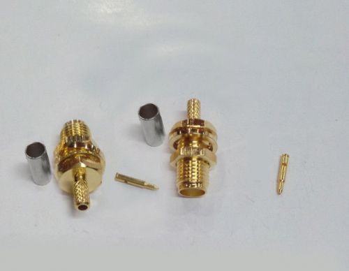 10PCS Copper Gilded RP SMA female Coaxial crimp for RG174 RG316 Cable Connector