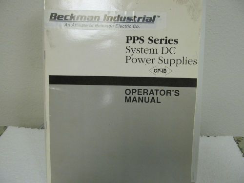 Beckman PPS Series System DC Power Supplies Operator&#039;s Manual