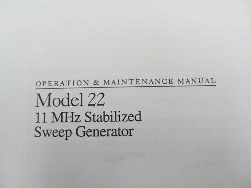 Wavetek Model 22 Stabilized Sweep Function Generator Oper / Maint Manual w Schem