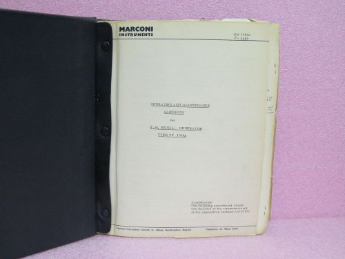 Marconi Manual TF 1066A F.M. Signal Generator Operating &amp; Maint. Man. w/Schem.