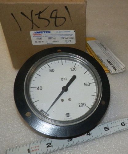 3-1/2&#034; dial 200 psi pressure gage front panel mount ametek usa new  (( whs 7a)) for sale