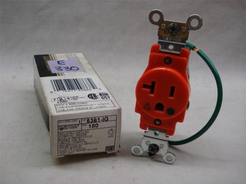 Leviton Single Receptacle,  Isolated Ground,  125 Volt,  20 Amp,  5361-IG,  NIB