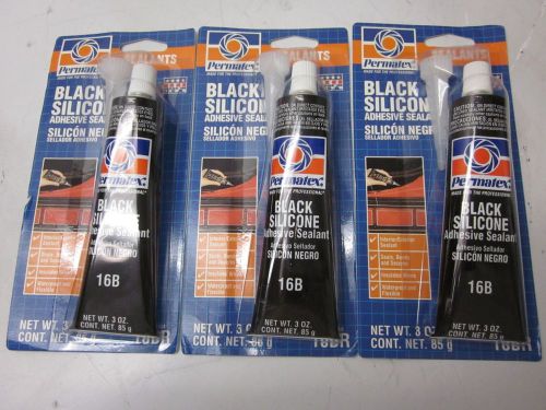 Lot of 3 new permatex 81158 3 oz black rtv silicone adhesive waterproof sealant for sale