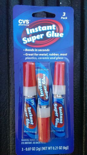 Cvs instant super glue - 3 pack - 0.07 oz (2g) - made in usa for sale