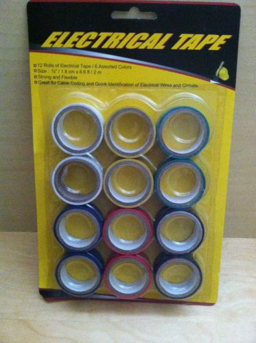 Electrical Tape 12-Pack, Assorted 6 Colors
