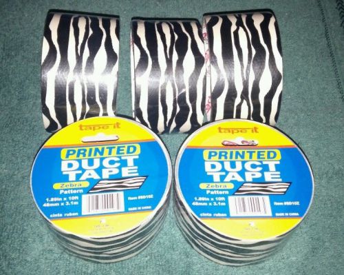 Lot of 5 Tape it Zebra print Duct Tape free ship