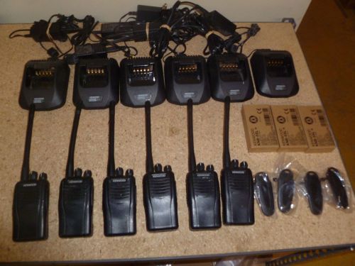 Lot of six kenwood tk-2360-k 136-174 mhz vhf two way radios w rapid chargers for sale