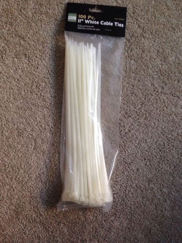 White Nylon CABLE &amp; WIRE TIES 11&#034; Long x 3/16&#034; Wide 65 lb Zip DUPONT UL66 100 ct