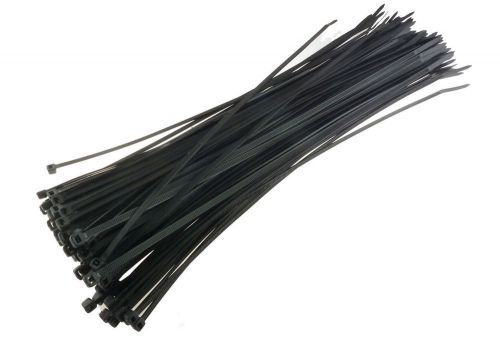 (200) 7 inch 50 lbs tensile uv black nylon 6/6 cable wire zip ties for sale