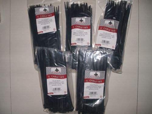 500 8&#034; INCH BLACK WIRE CABLE ZIP TIES BY GOLIATH INDUSTRIAL