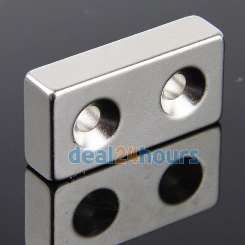 One big strong neodymium block magnet 50 x 20 x 5 mm countersunk 2 holes 5mm n35 for sale