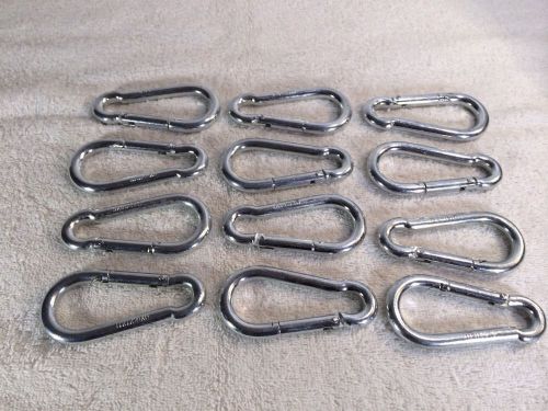 Twelve (12)  3 1/2&#034; Stainless Steel Snap Hook Carabiners