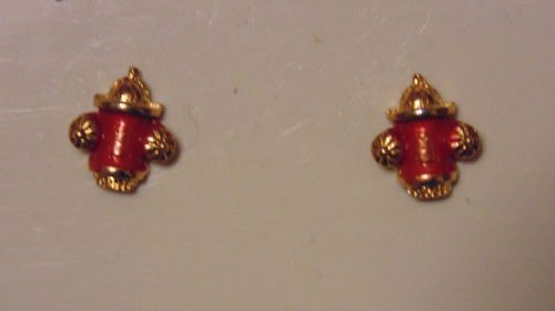 Fire hydrant enameled earrings, new, 7/16&#034; tall x 3/8&#034; wide for sale