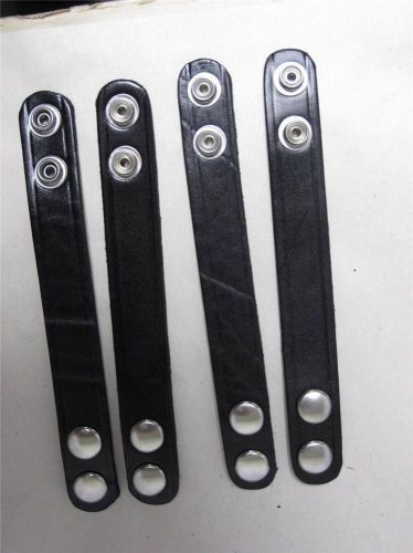 B76 4 lot g&amp;g plain black police duty belt keepers 7/8&#034; wide double chromed snap for sale