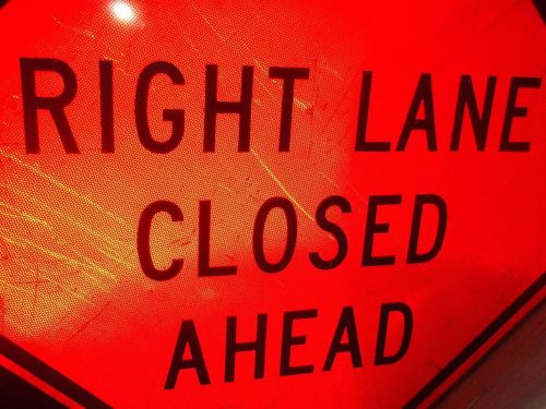 Lot of 23 metal reflective construction roadwork signs 48&#034; x 48&#034; for sale
