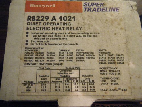 R8229 a 1021 honeywell electric heat relay for sale