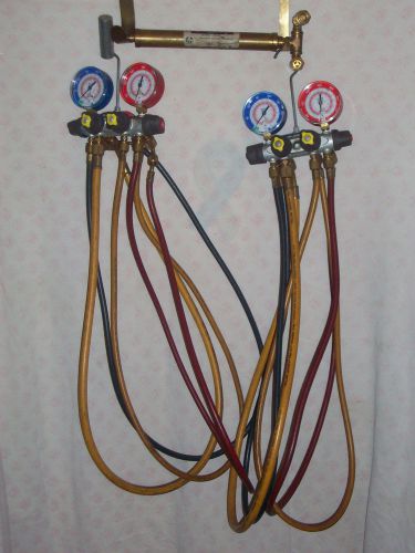 2 Yellow Jacket Titan Manifold R-22 404A 410A Gauges &amp; Kwik pressure vaccum pump