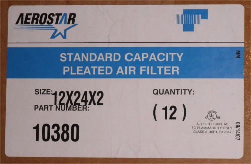 New box of 12 aerostar 10380 hvac pleated air filters 12&#034; x 24&#034; x 2&#034; for sale